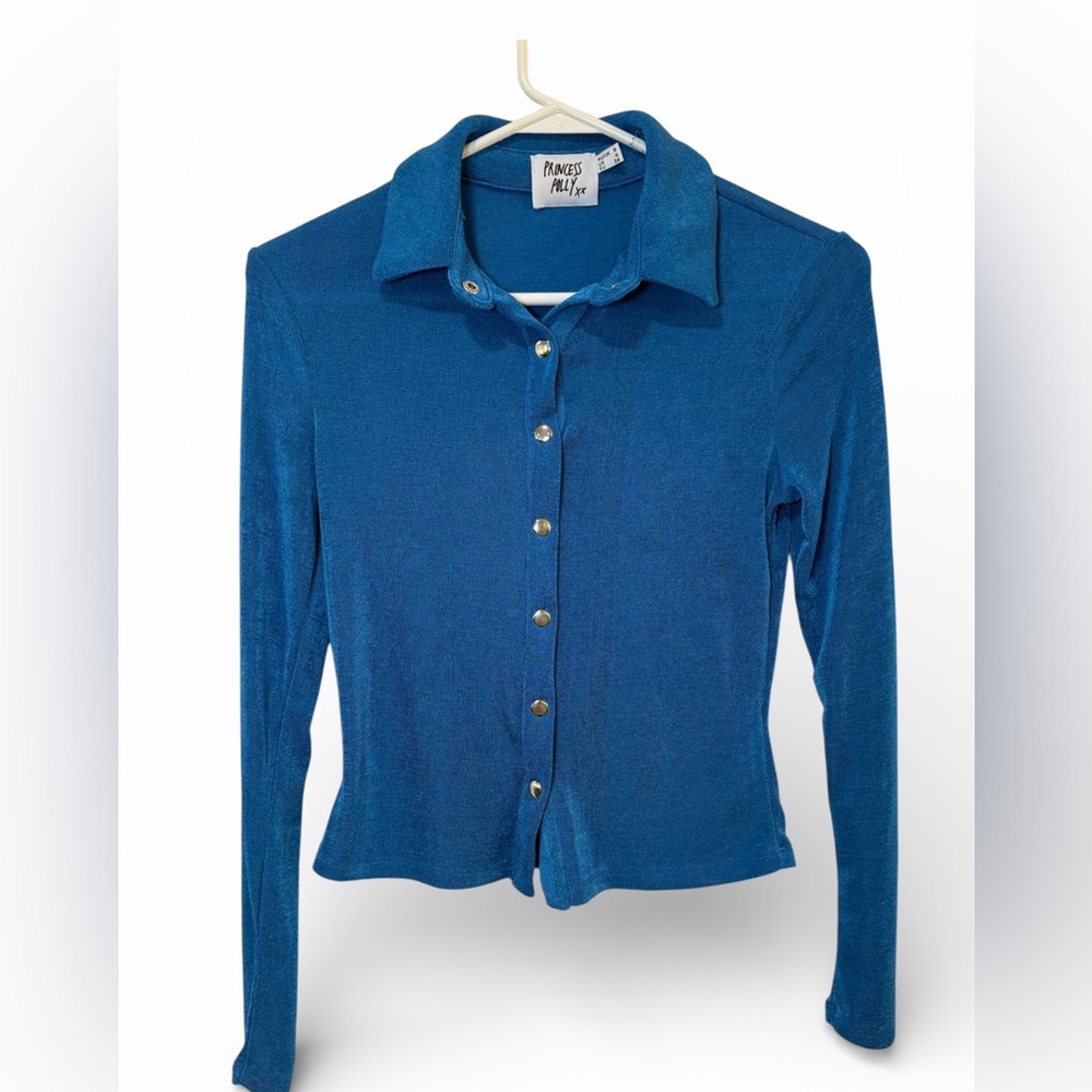 Princess Polly Blue Button-Up Top